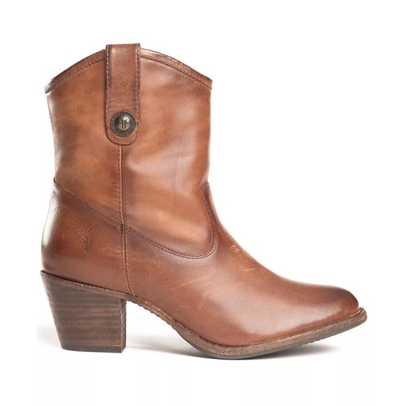 Frye Jackie Button Block Heel Booties Leather Boots Women's Sz 8